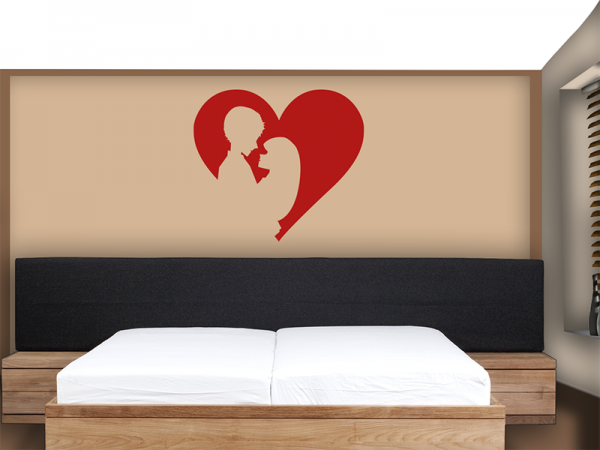 Wandtattoo Deko Aufkleber Wandbild Liebe Herz Silhouette Pärchen