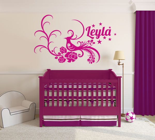 Wandtattoo Deko Aufkleber Wandbild KINDERZIMMER WUNSCHNAME MÄDCHEN