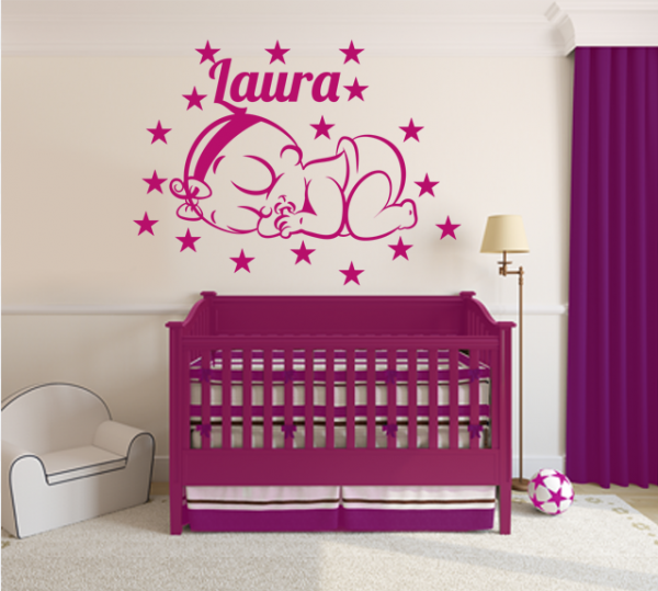 Wandtattoo Deko Aufkleber Kinderzimmer Baby Wunschname Mädchen