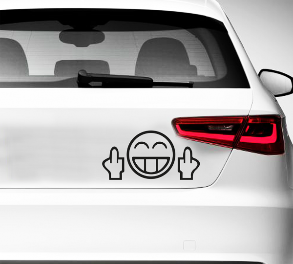 O Designz - Smiley Mittelfinger Autoaufkleber Folie Decal Sticker OEM JDM DUB